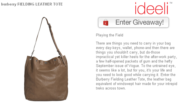 Enter to win - Burberry Fielding leather tote giveaway on ideeli!