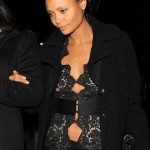 Thandie Newton edges it up in London black Chanel Flap bag