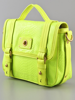 Marc by Marc Jacobs Turnlock Python Shine Messenger Bag - Fluoro Lime