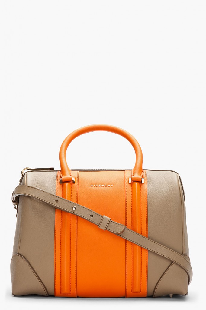 Givenchy orange colorblock duffle bag